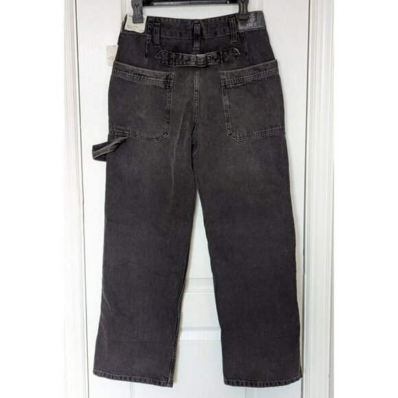 Free People Major Leagues Mid Rise Cuffed Black Jeans Size 26 (MSRP $128) - Picture 5 of 9